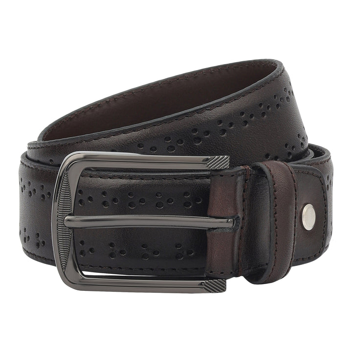 Casual Pun Leather Mens Belt-Brown