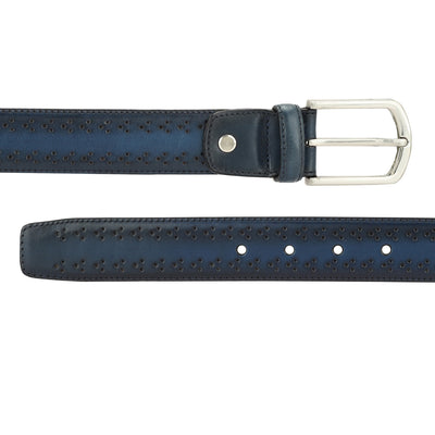 Casual Pun Leather Mens Belt - Blue