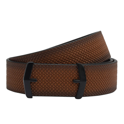 Casual Mat-Emboss Leather Mens Belt