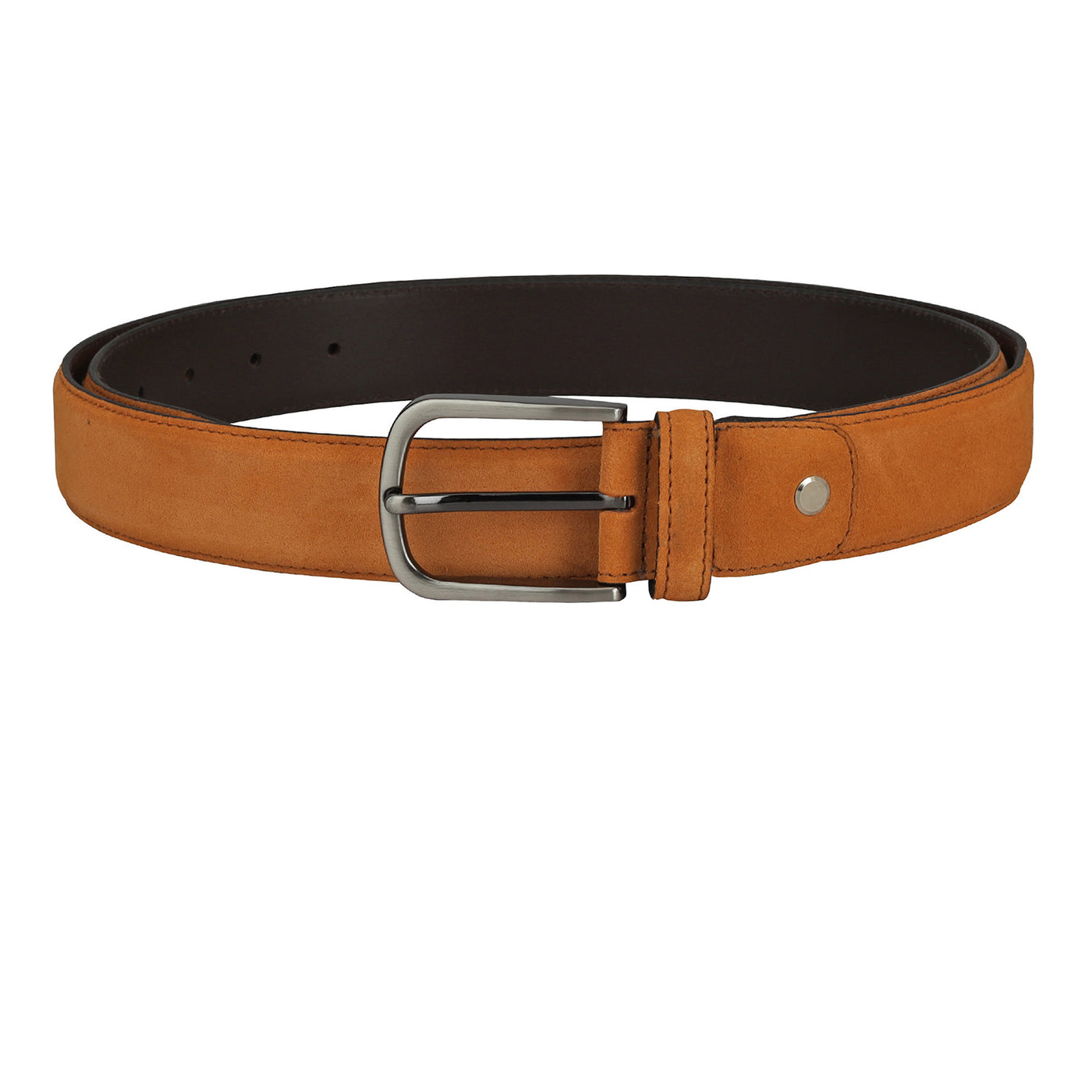 Casual Suede Leather Mens Belt - Cognac