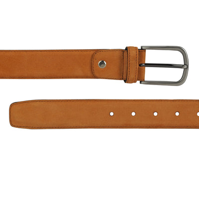 Casual Suede Leather Mens Belt - Cognac