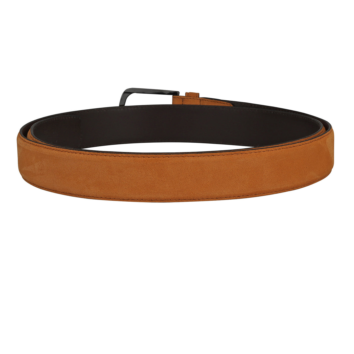 Casual Suede Leather Mens Belt - Cognac