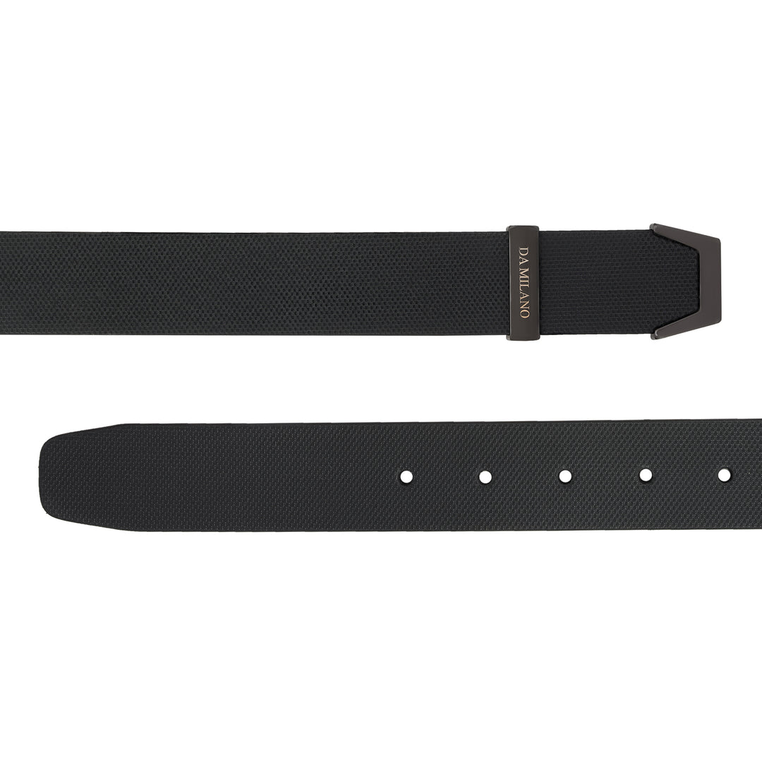 Formal Embossed Leather Mens Belt - Black