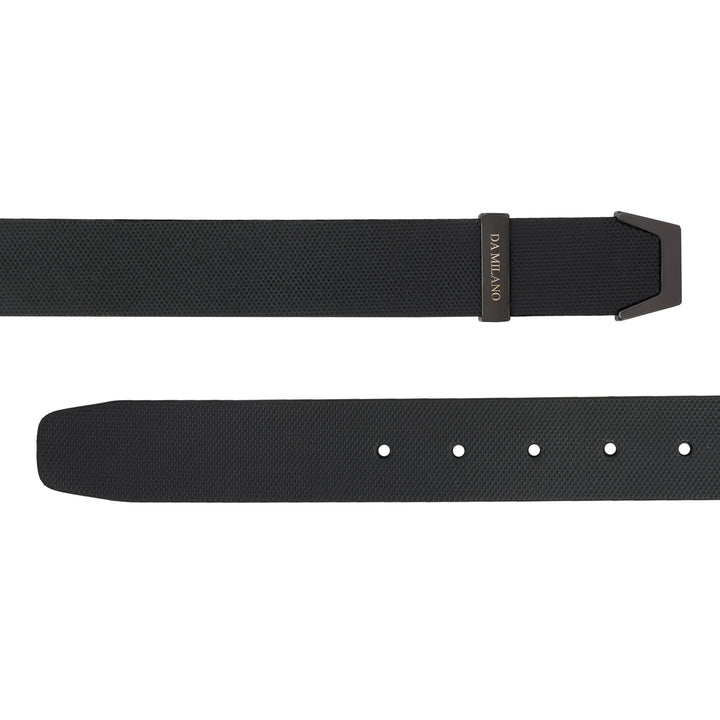 Formal Embossed Leather Mens Belt - Black