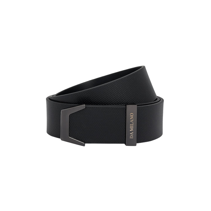 Formal Embossed Leather Mens Belt - Black