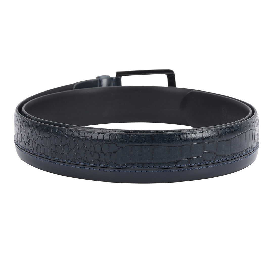 Casual Plain Leather Mens Belt-Navy