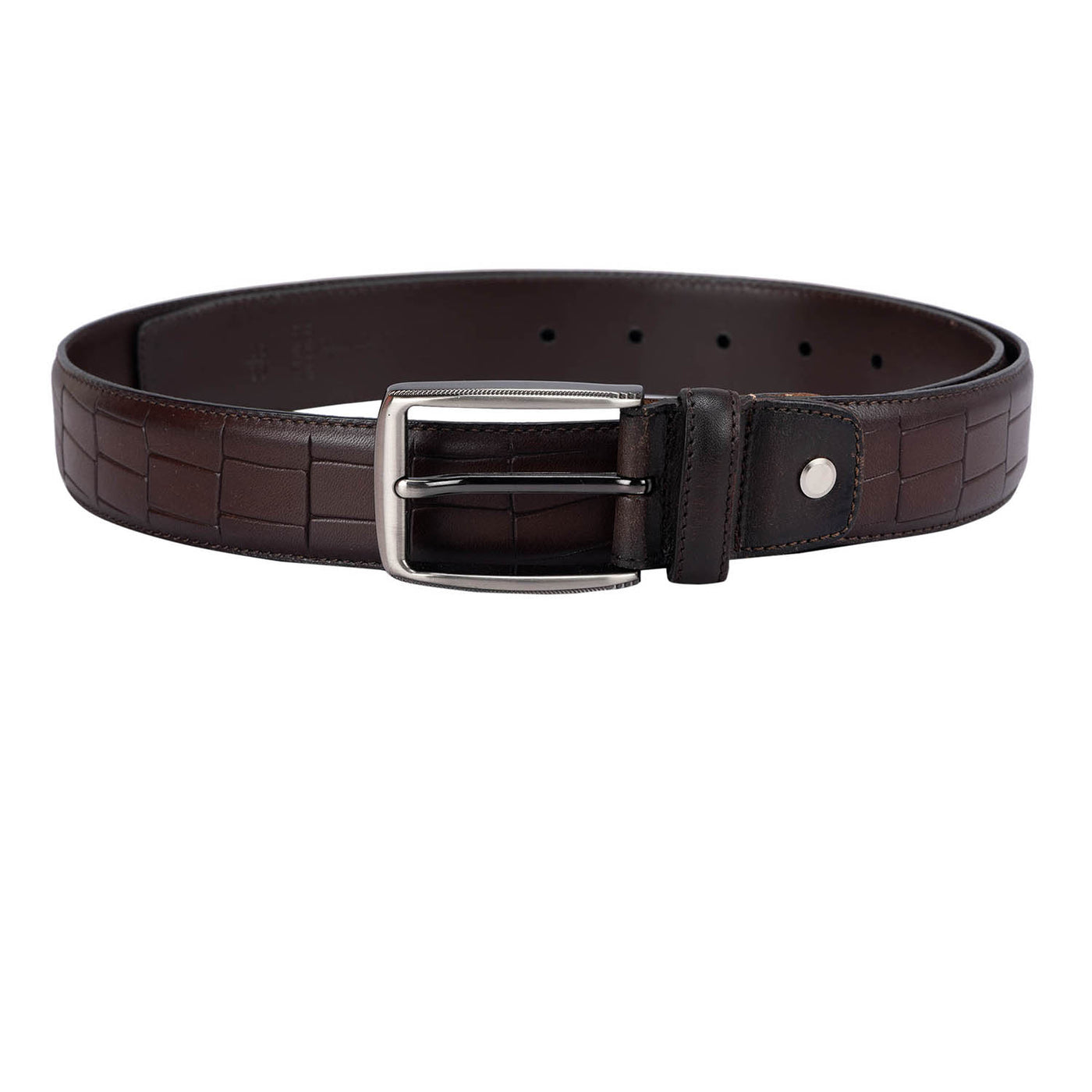 Casual Croco Leather Mens Belt - Brown