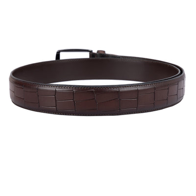 Casual Croco Leather Mens Belt - Brown
