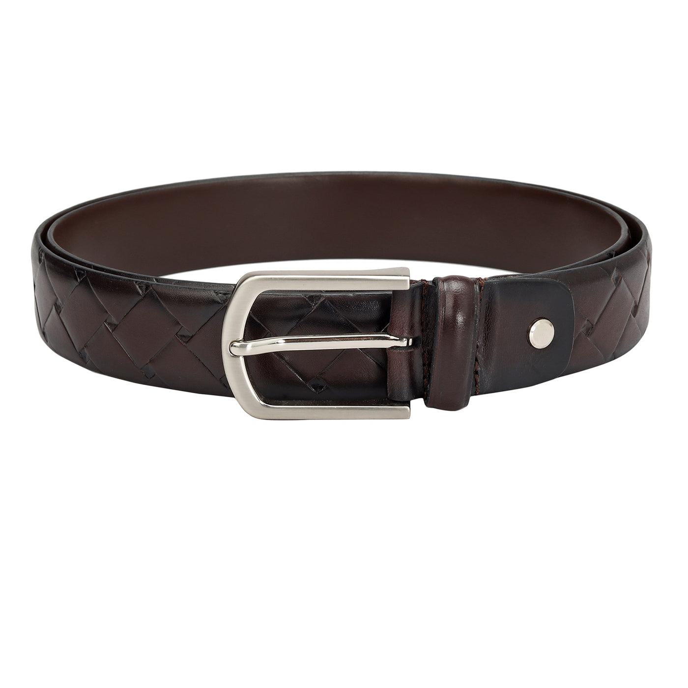 Casual Mat Emboss Leather Mens Belt - Brown