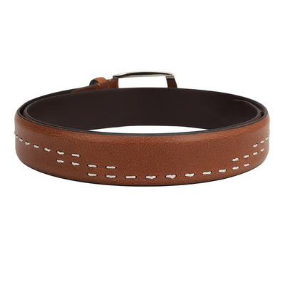 Casual Plain Leather Mens Belt - Cognac