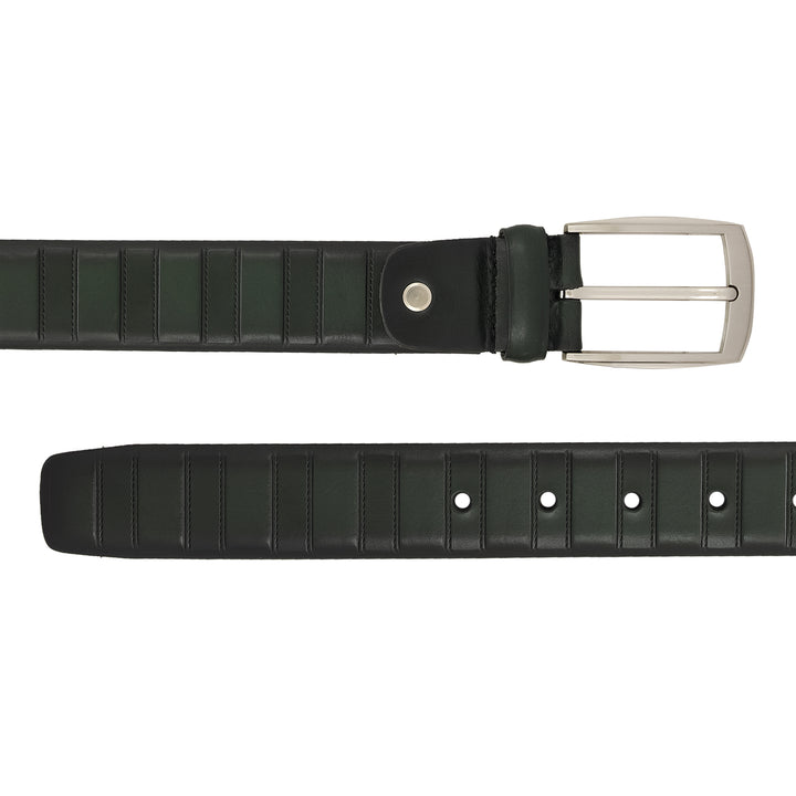 Casual Plain Leather Mens Belt - Green