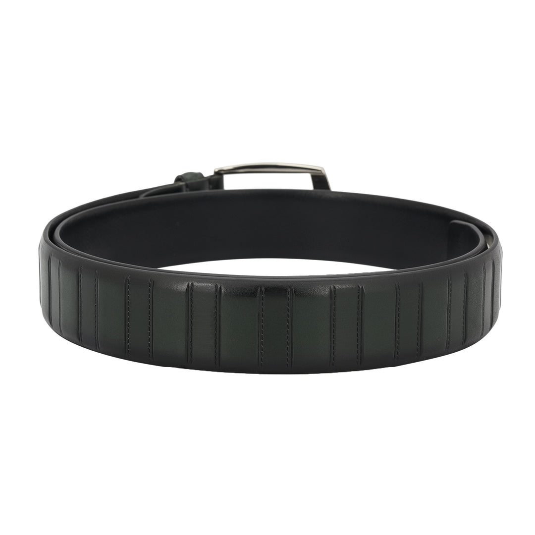 Casual Plain Leather Mens Belt - Green
