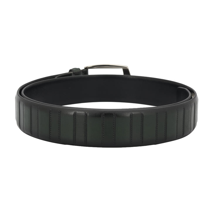Casual Plain Leather Mens Belt - Green
