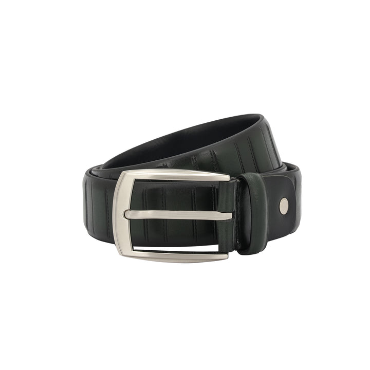 Casual Plain Leather Mens Belt - Green