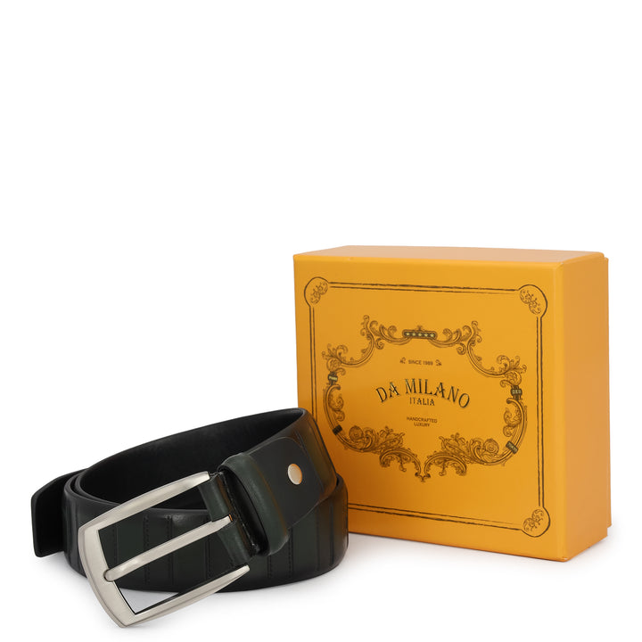 Casual Plain Leather Mens Belt - Green