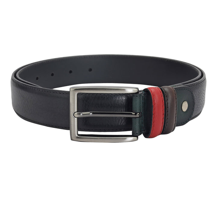 Casual Plain Leather Mens Belt - Black