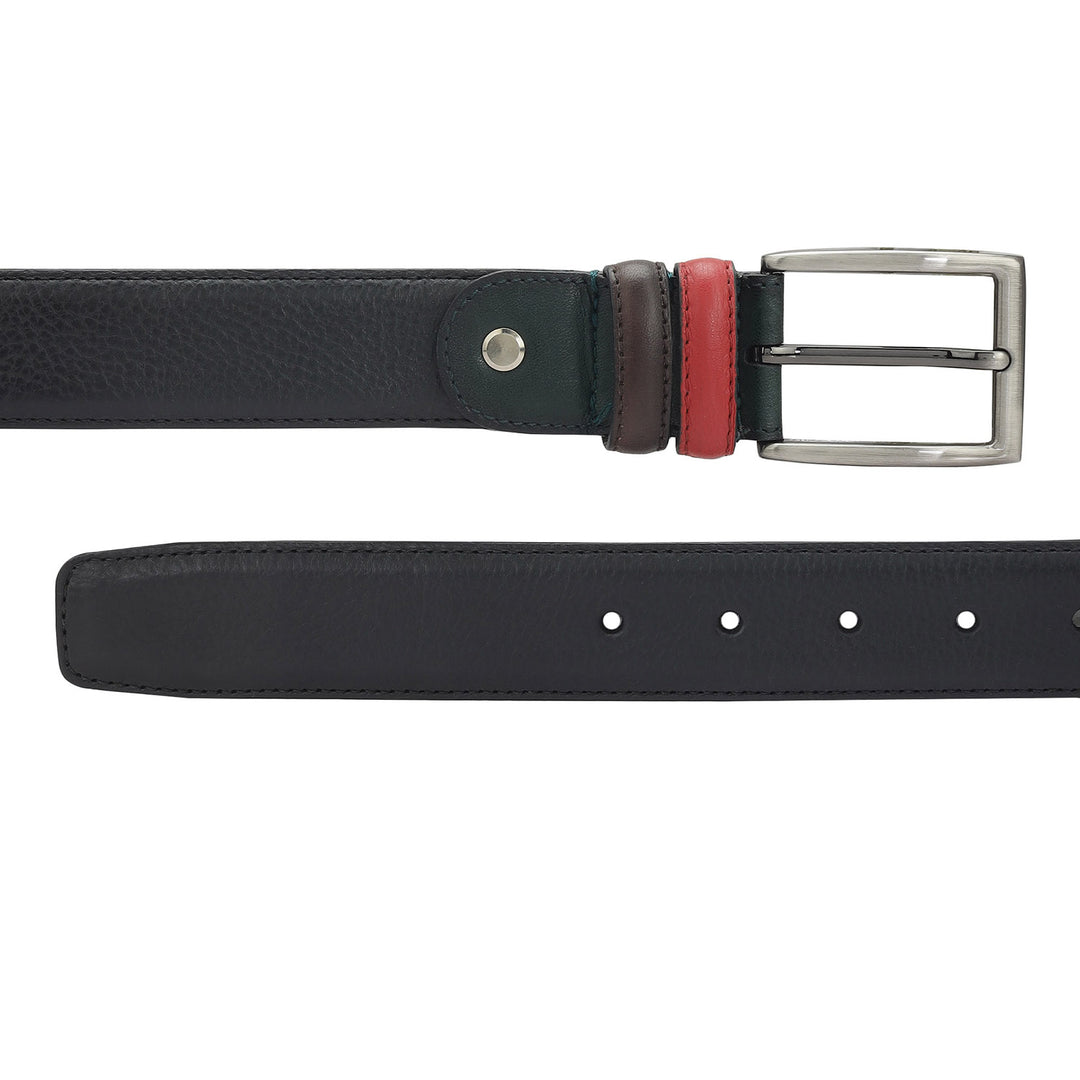 Casual Plain Leather Mens Belt - Black