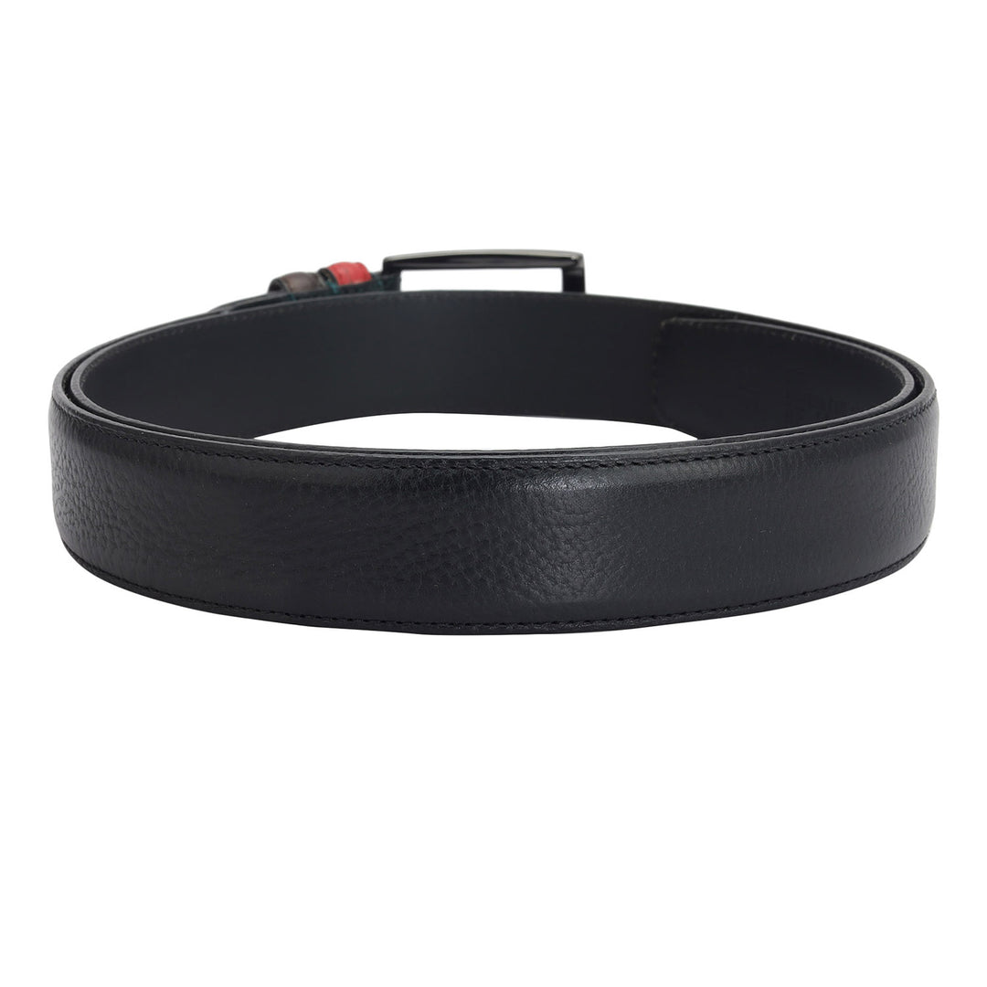 Casual Plain Leather Mens Belt - Black