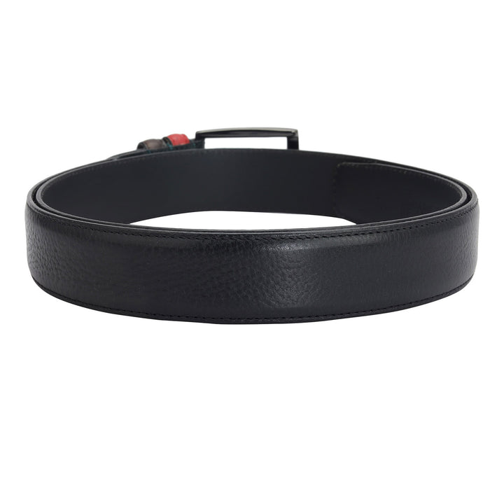 Casual Plain Leather Mens Belt - Black