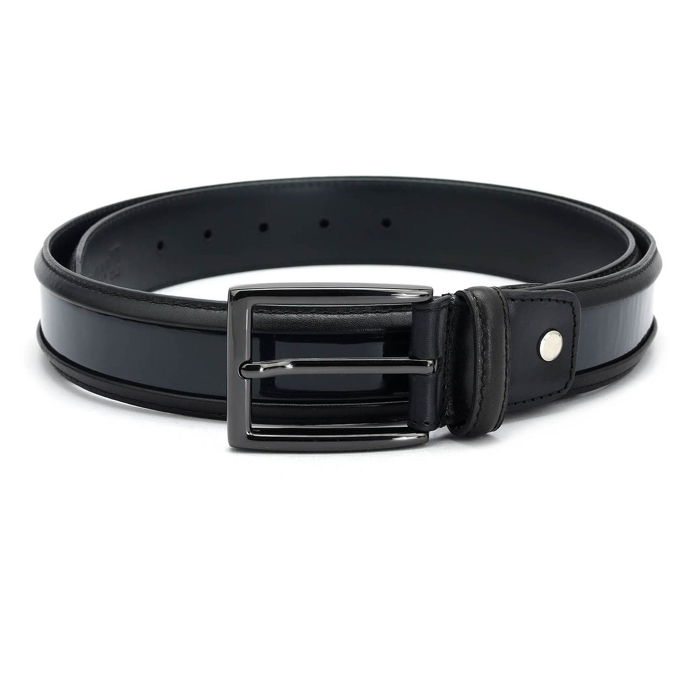 Casual Patent Plain Leather Mens Belt - Black