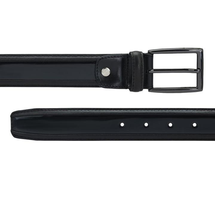 Casual Patent Plain Leather Mens Belt - Black