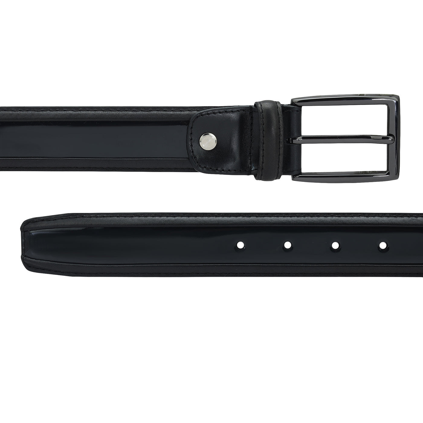 Casual Patent Plain Leather Mens Belt - Black