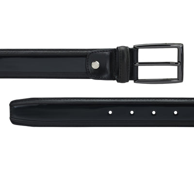 Casual Patent Plain Leather Mens Belt - Black