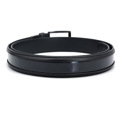 Casual Patent Plain Leather Mens Belt - Black