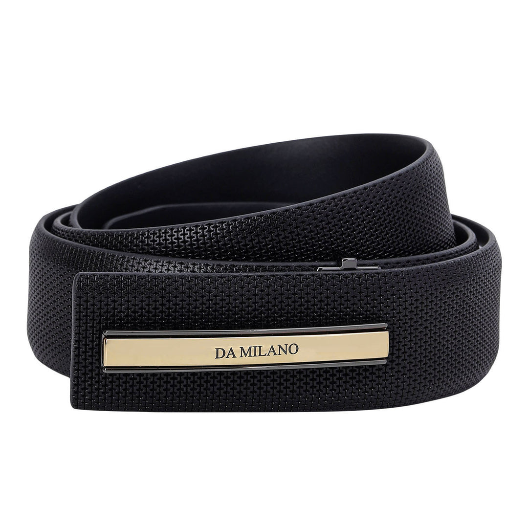 Formal Mat-Emboss Leather Mens Belt-Black