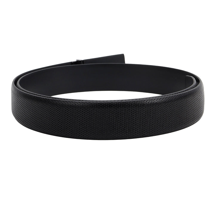 Formal Mat-Emboss Leather Mens Belt-Black