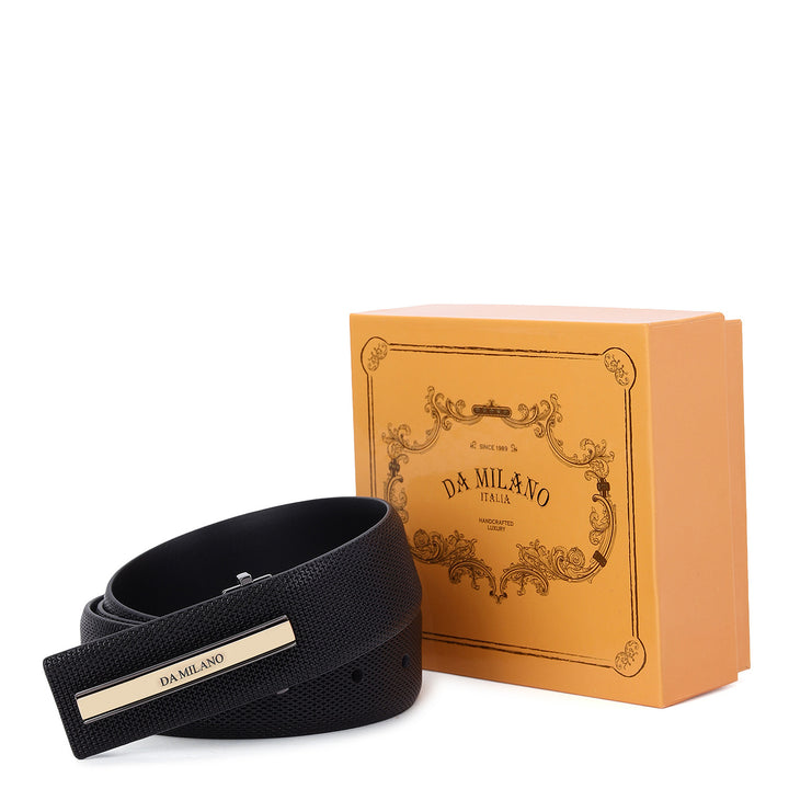 Formal Mat-Emboss Leather Mens Belt-Black