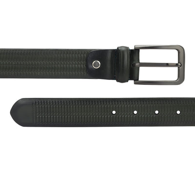 Casual Mat Emboss Leather Mens Belt - Green