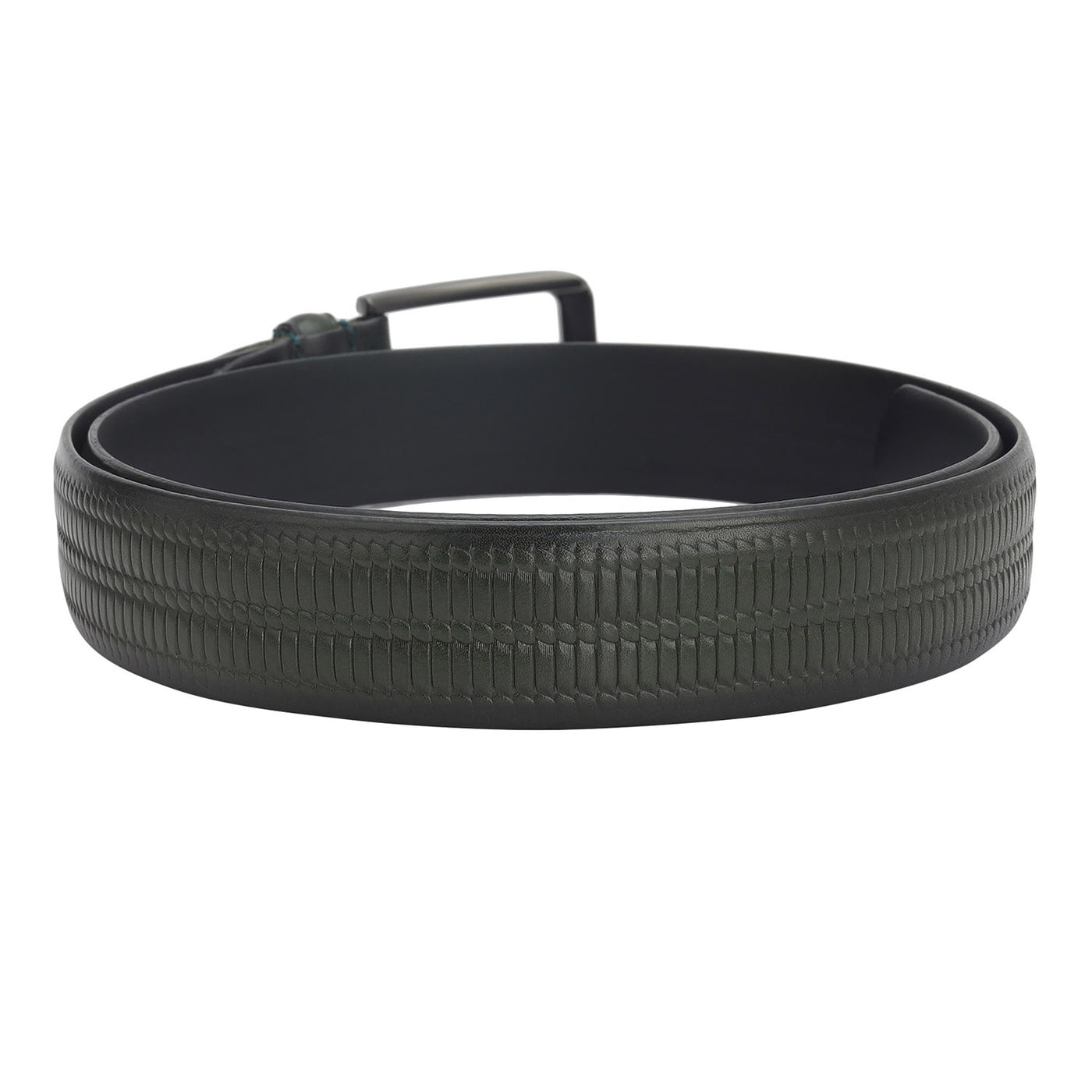Casual Mat Emboss Leather Mens Belt - Green