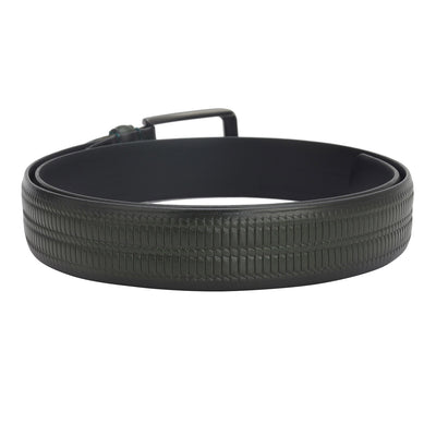 Casual Mat Emboss Leather Mens Belt - Green