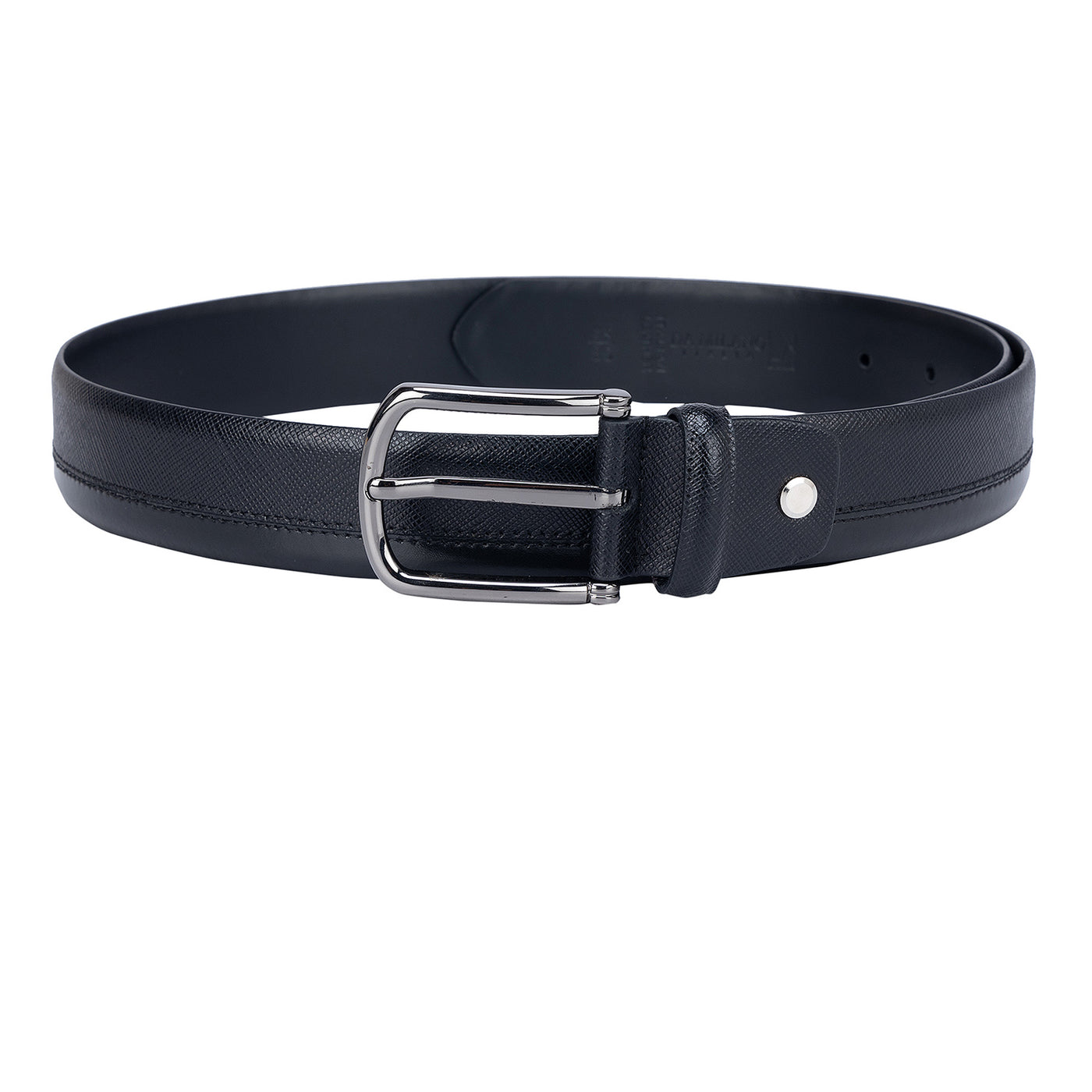 Formal Saffiano Plain Leather Mens Belt - Black