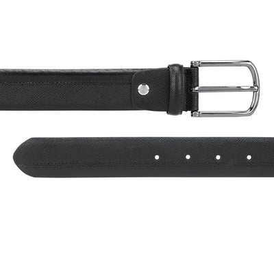 Formal Saffiano Plain Leather Mens Belt - Black