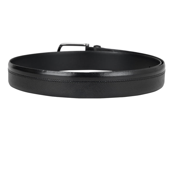 Formal Saffiano Plain Leather Mens Belt - Black