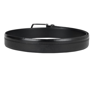 Formal Saffiano Plain Leather Mens Belt - Black