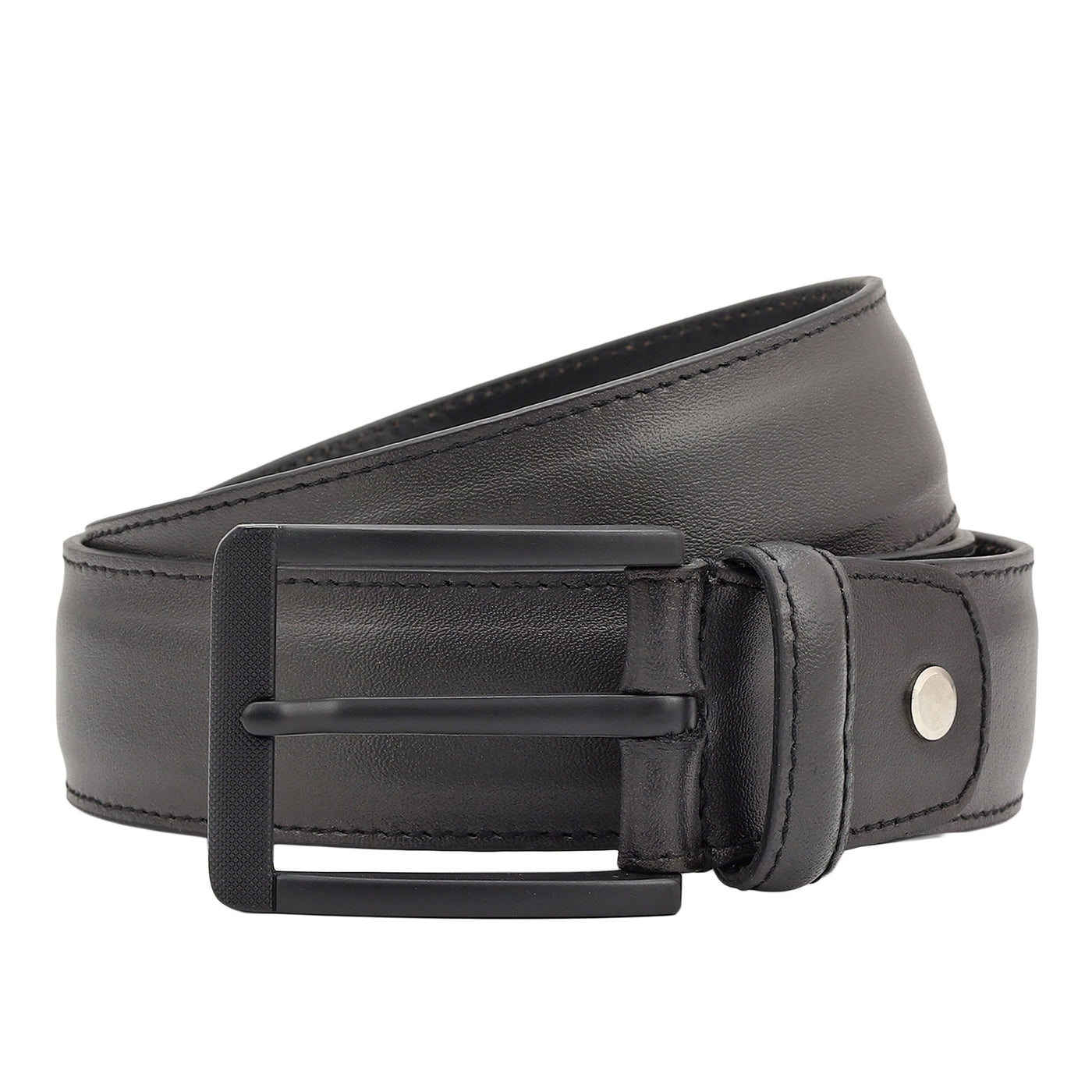 Casual Plain Leather Mens Belt - Grey