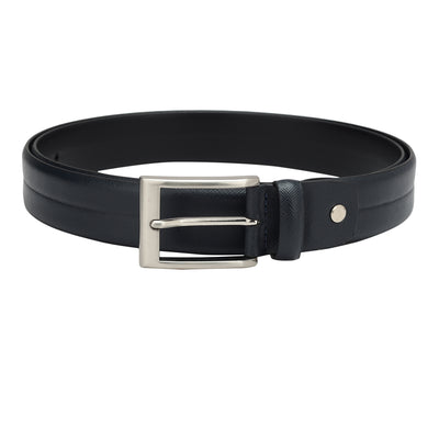 Formal Saffiano Leather Mens Belt - Navy