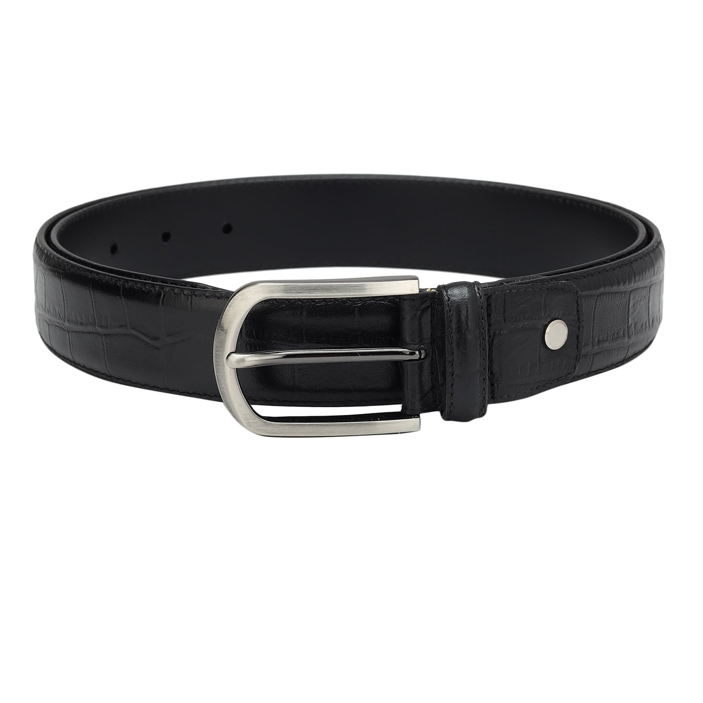 Casual Croco Leather Mens Belt - Black