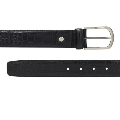 Casual Croco Leather Mens Belt - Black