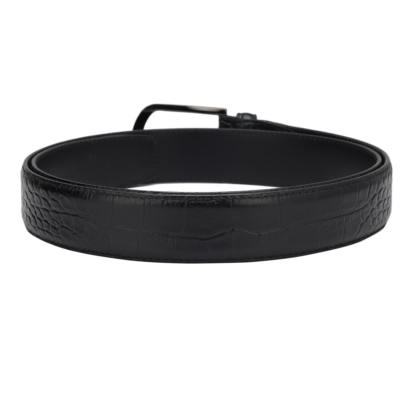 Casual Croco Leather Mens Belt - Black