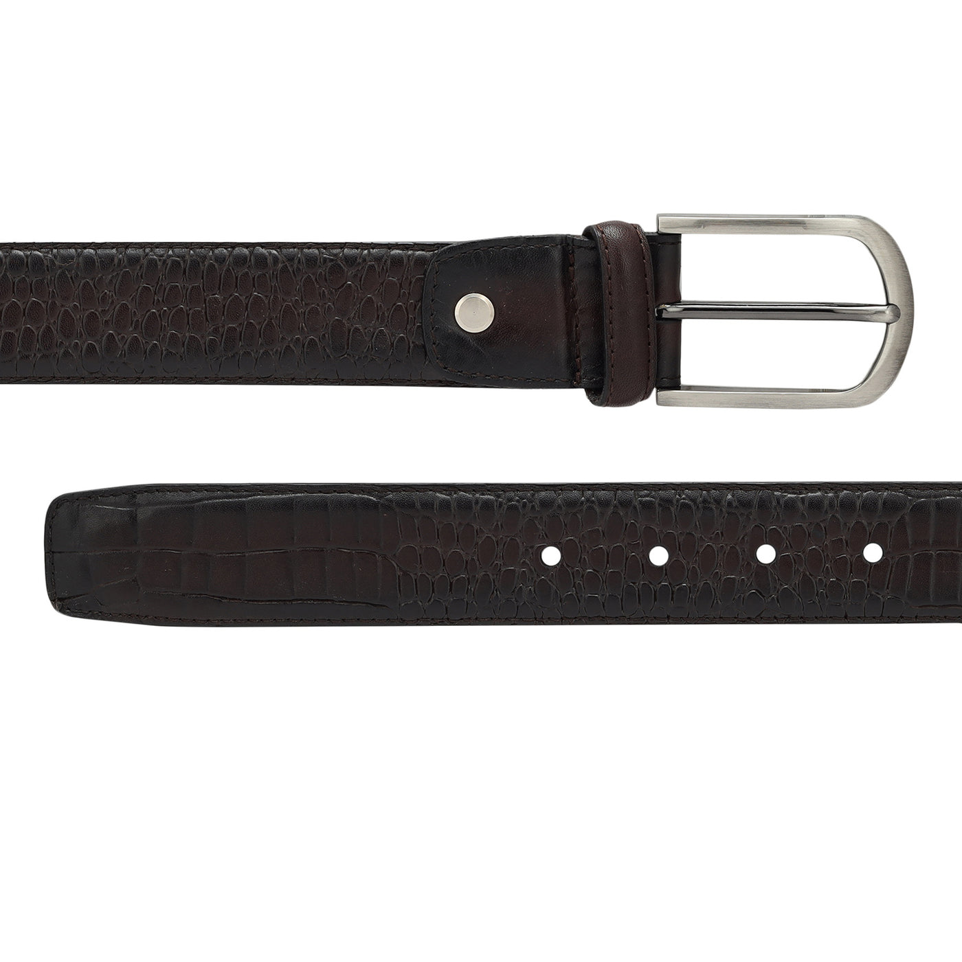 Casual Croco Leather Mens Belt - Brown