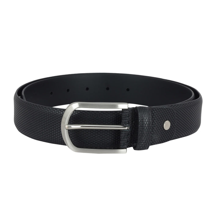 Casual Fish Leather Mens Belt - Black