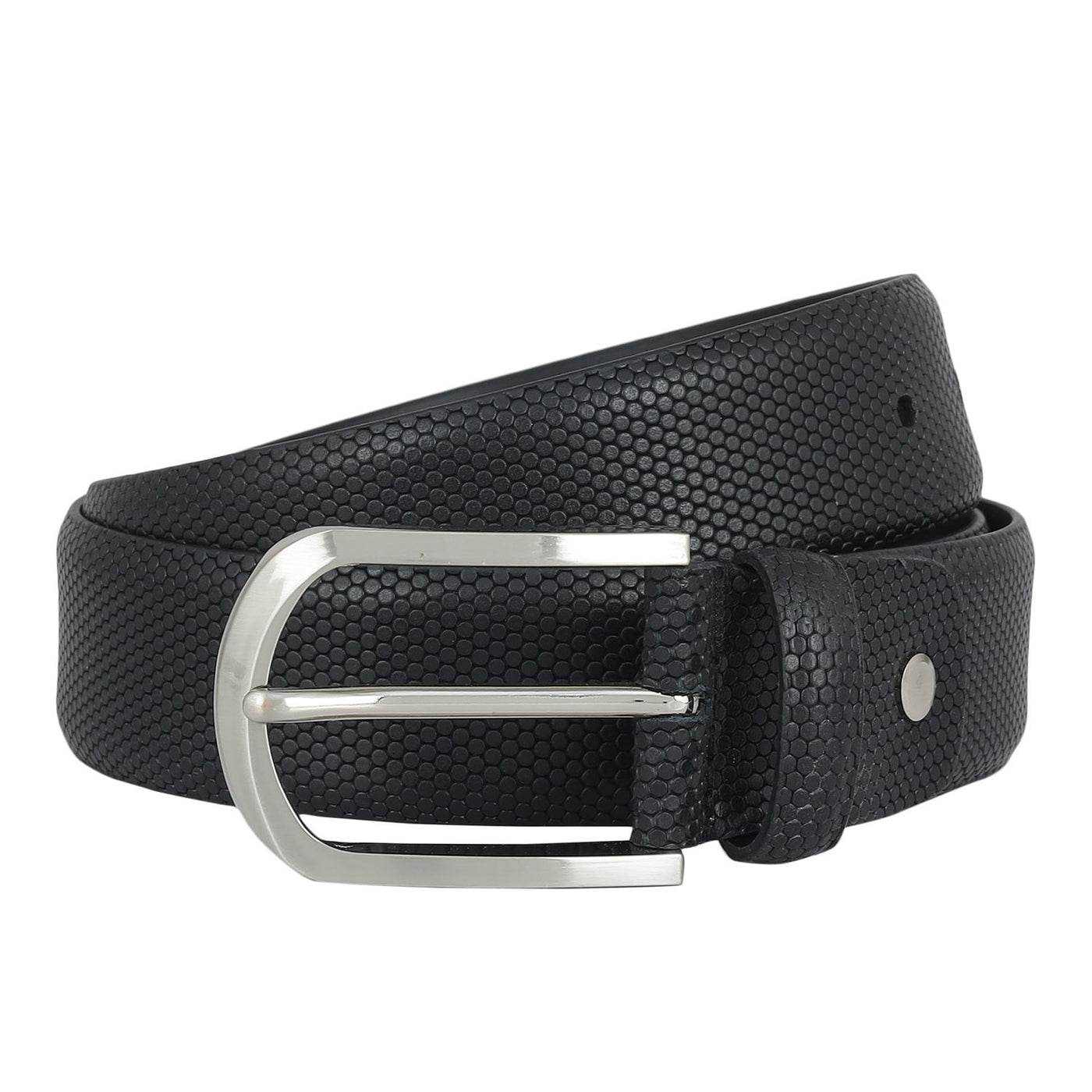 Casual Fish Leather Mens Belt - Black