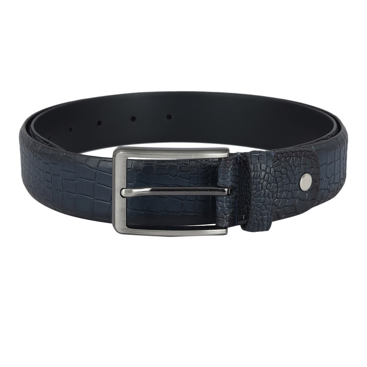 Formal Croco Leather Mens Belt - Navy