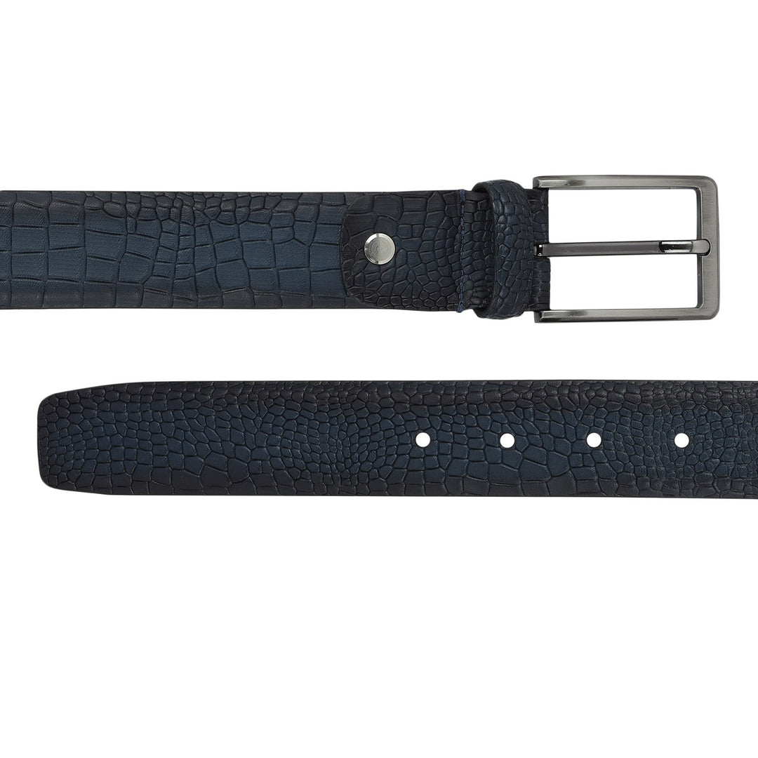 Formal Croco Leather Mens Belt - Navy