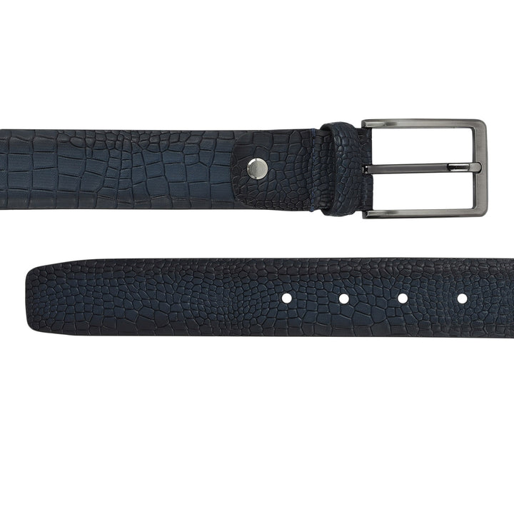 Formal Croco Leather Mens Belt - Navy