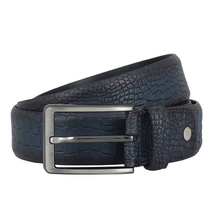 Formal Croco Leather Mens Belt - Navy